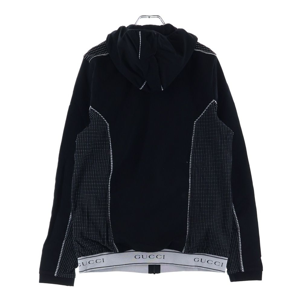 Gucci Interlocking Logo Jacquard Zip Up Hooded Jacket Black — view 2