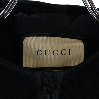 Gucci Interlocking Logo Jacquard Zip Up Hooded Jacket Black — view 6
