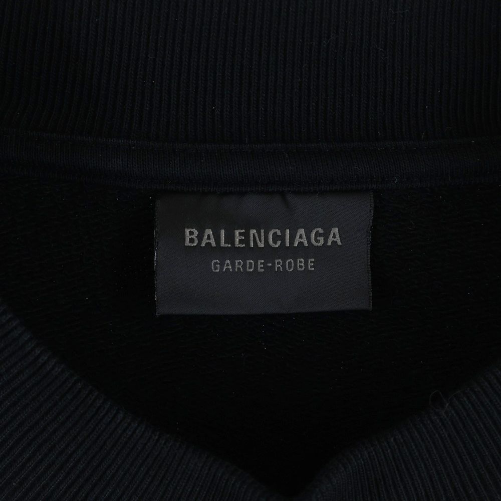 Balenciaga Front Logo Embroidery Crew Neck Sweatshirt Black — view 6