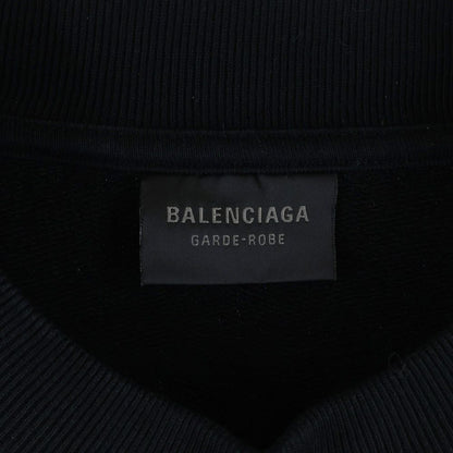 Balenciaga Front Logo Embroidery Crew Neck Sweatshirt Black — view 6