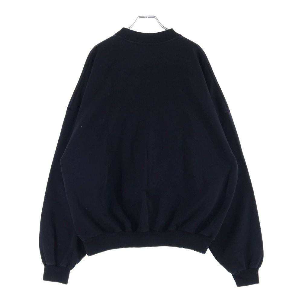 Balenciaga Front Logo Embroidery Crew Neck Sweatshirt Black