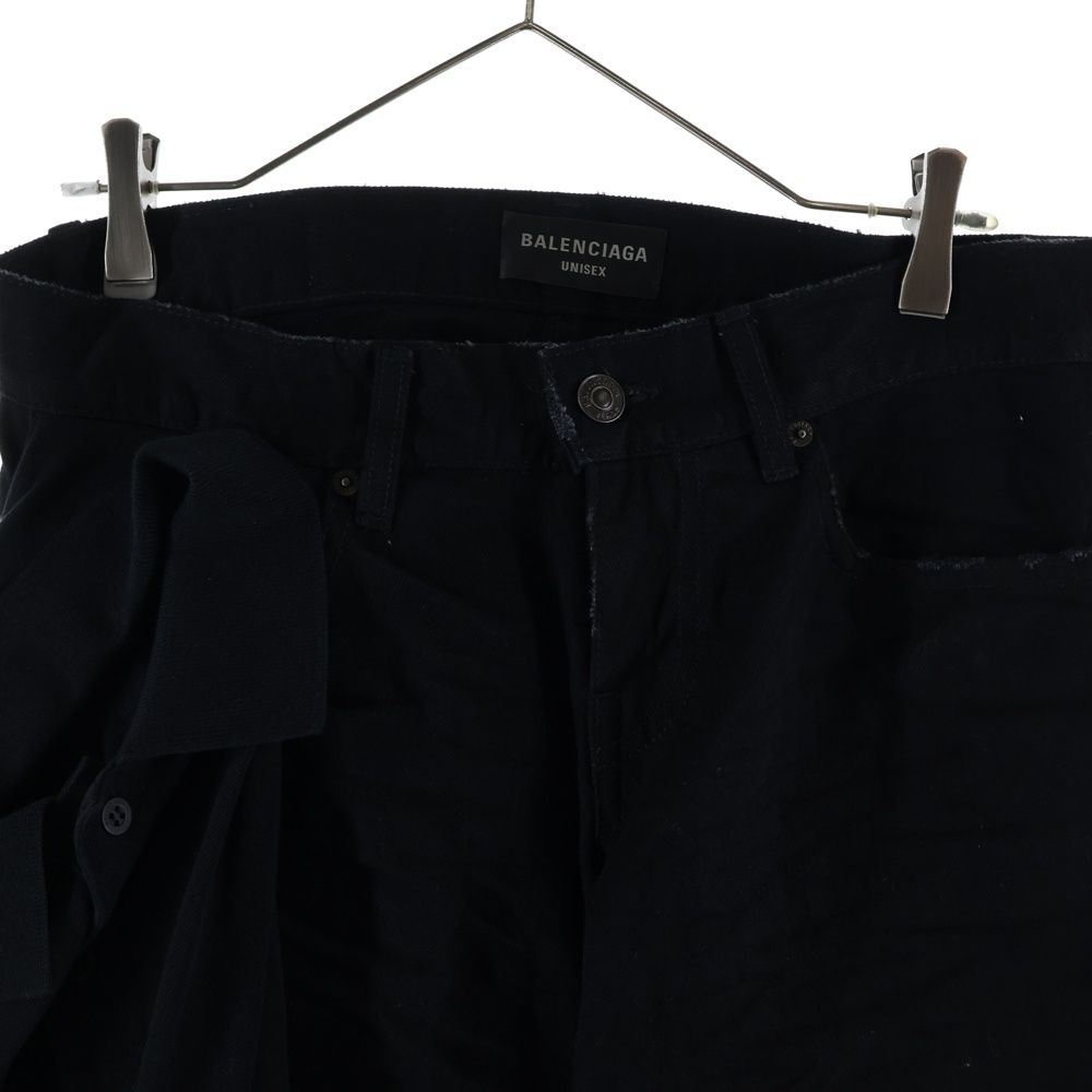 Balenciaga Layered Low Waist Fitted Shirt Docking Low Rise Denim Pants Black — view 3