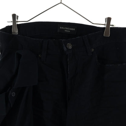 Balenciaga Layered Low Waist Fitted Shirt Docking Low Rise Denim Pants Black — view 3
