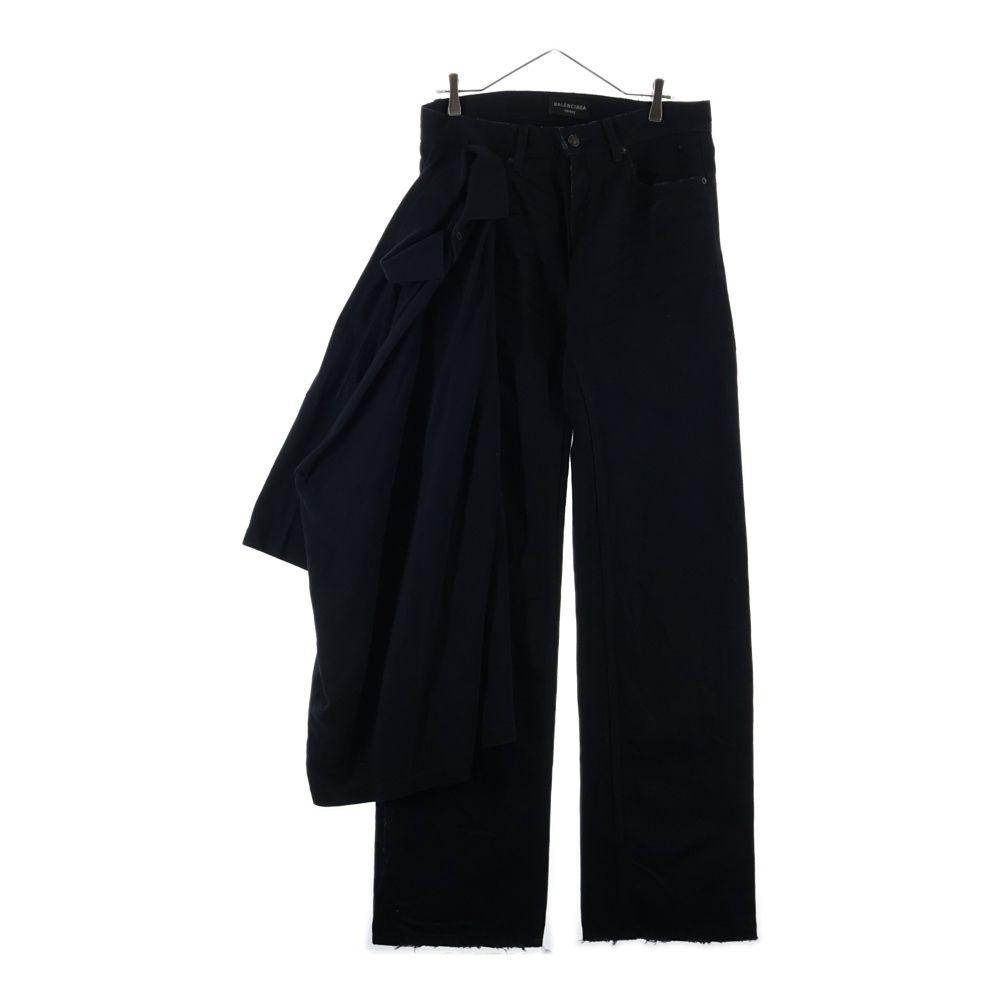 Balenciaga Layered Low Waist Fitted Shirt Docking Low Rise Denim Pants Black