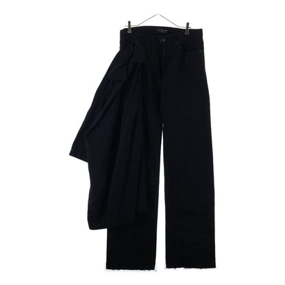 Balenciaga Layered Low Waist Fitted Shirt Docking Low Rise Denim Pants Black