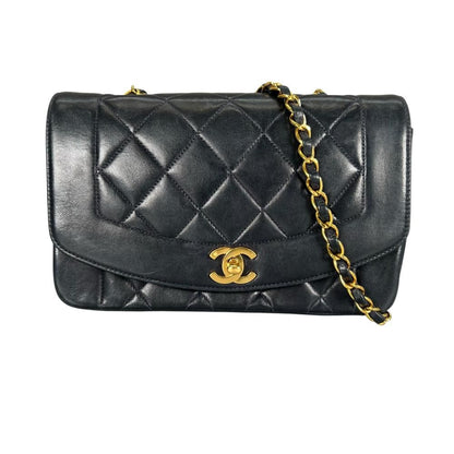 Chanel Shoulder Bag Diana 22 Single Flap Crossbody CC Logo Black Gold