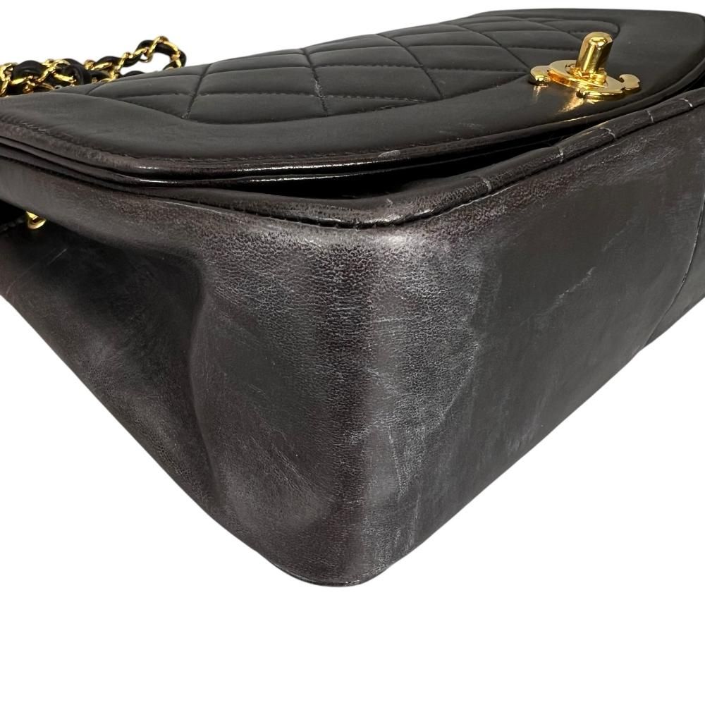 Chanel Shoulder Bag Diana 25 Gold Chain CC Logo Lambskin Black — view 9
