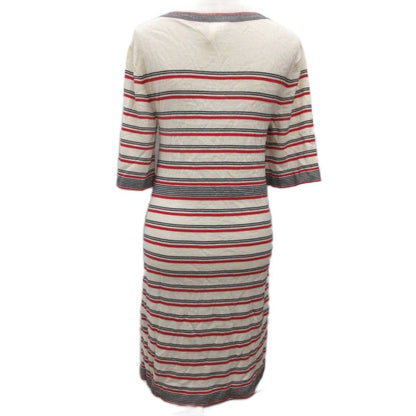 Chanel CC Logo Dress Calf Long Short Sleeve Border Button Embroidery Cashmere — view 2