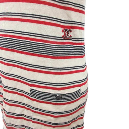 Chanel CC Logo Dress Calf Long Short Sleeve Border Button Embroidery Cashmere — view 5