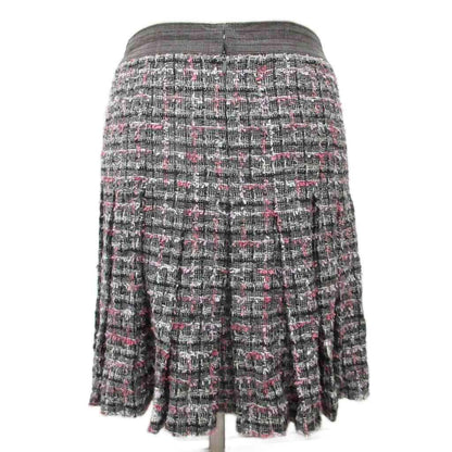 Chanel CC Logo Tweed Skirt Knee Length Silk 100% 36 Black Pink — view 2