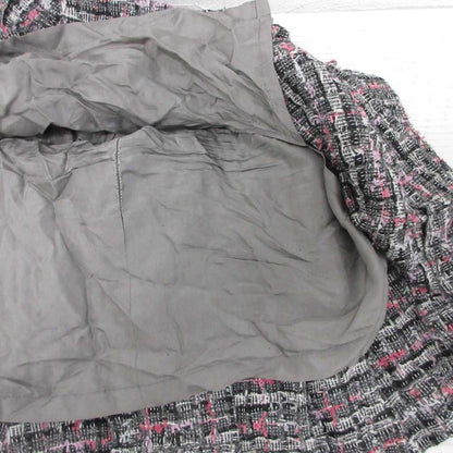 Chanel CC Logo Tweed Skirt Knee Length Silk 100% 36 Black Pink — view 5