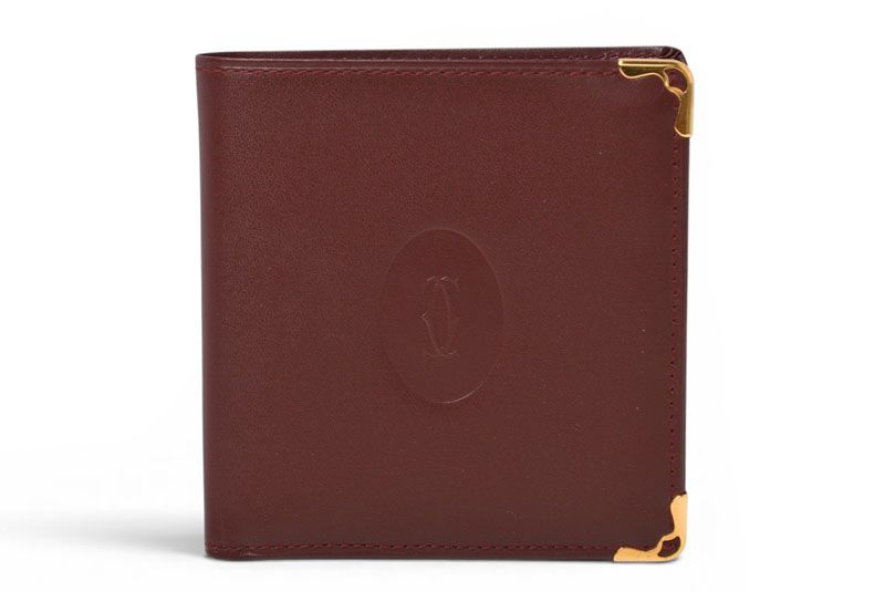 Cartier Fold Wallet Bifold Vintage Must de Cartier Bordeaux