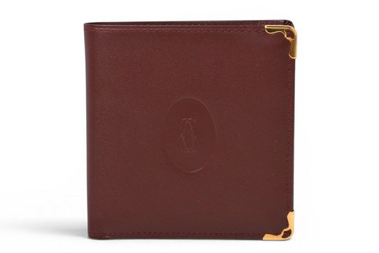Cartier Fold Wallet Bifold Vintage Must de Cartier Bordeaux