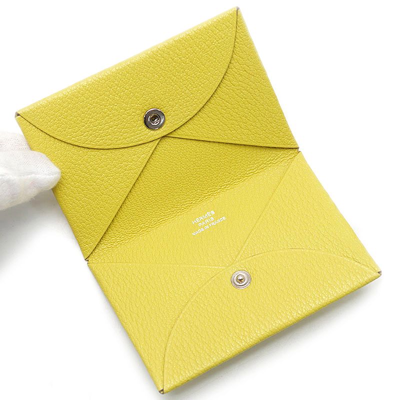 Hermes Calvi Card Case Yellow