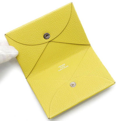 Hermes Calvi Card Case Yellow