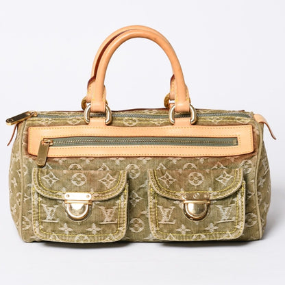 Louis Vuitton Handbag Denim Neo Speedy Monogram Khaki Gold