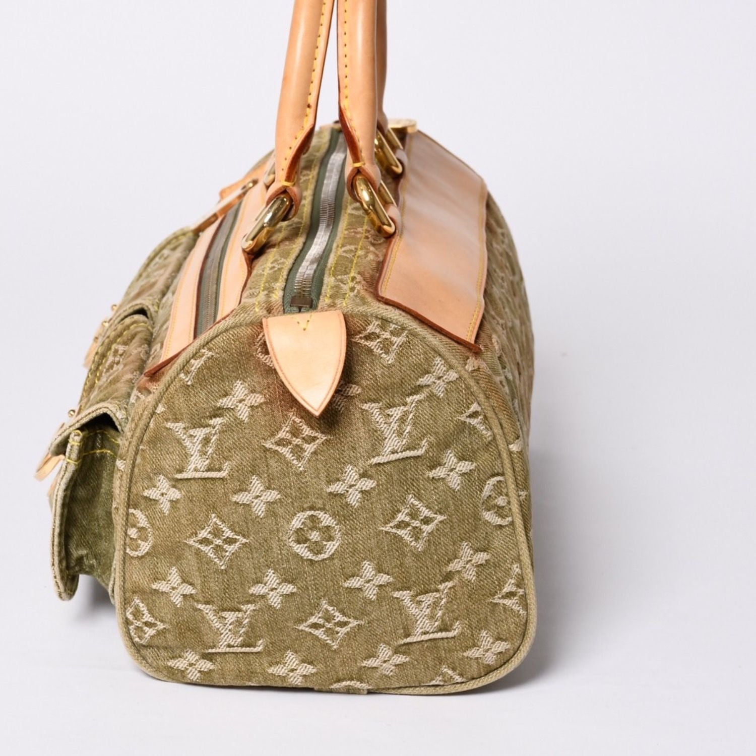 Louis Vuitton Handbag Denim Neo Speedy Monogram Khaki Gold — view 4