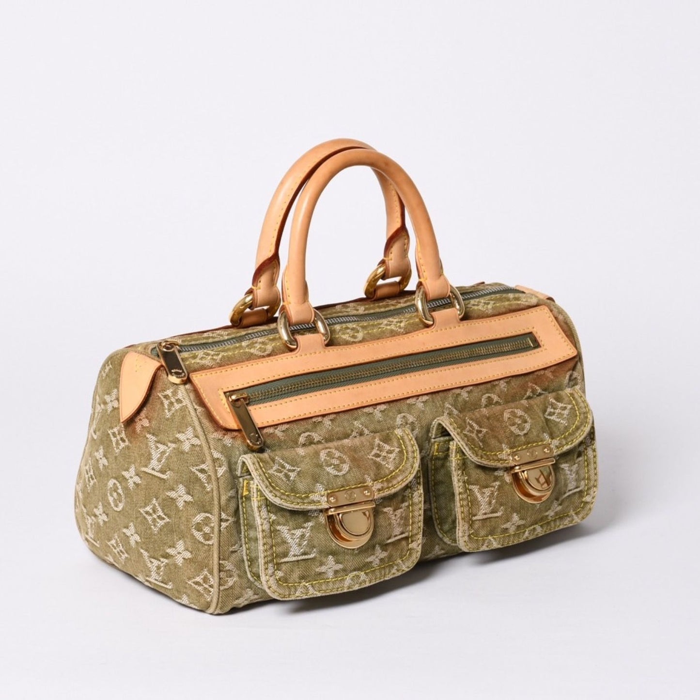 Louis Vuitton Handbag Denim Neo Speedy Monogram Khaki Gold — view 3