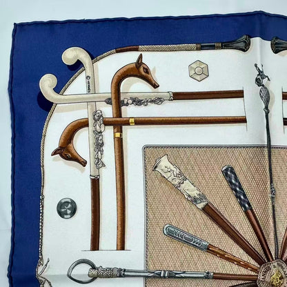 Hermes Silk Scarf Cannes&pommeaux Cane Pattern Navy — view 2