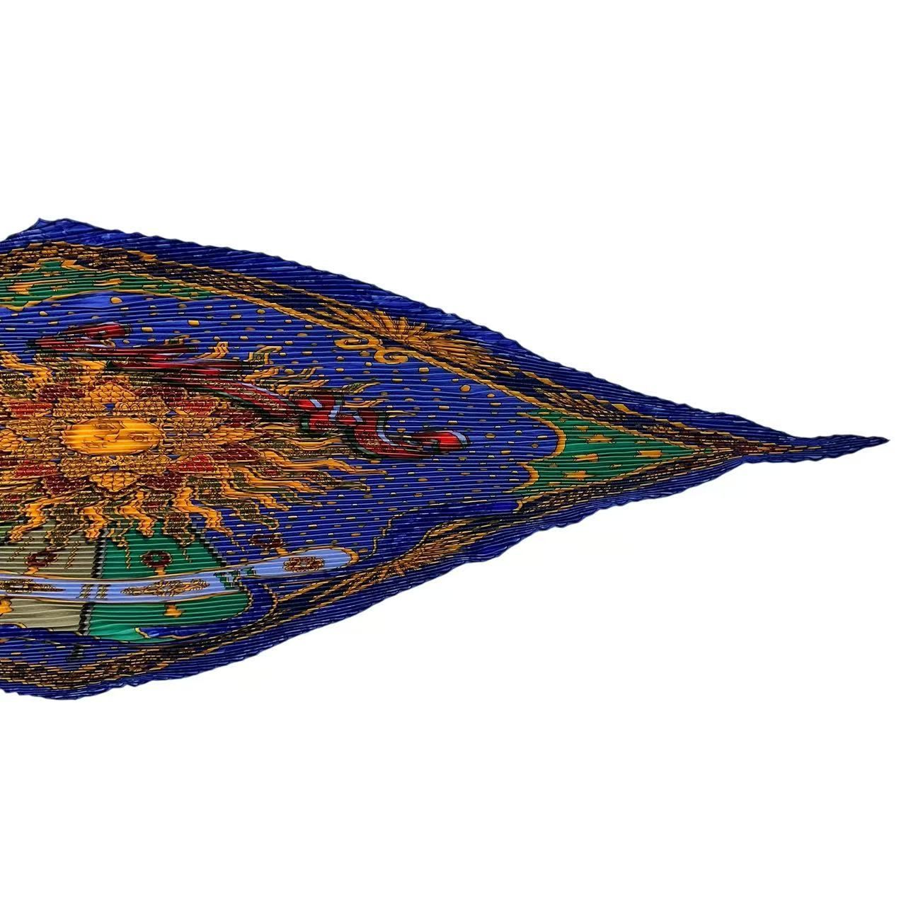 Hermes Pleats Scarf Silk Astres Et Soleils Celestial Bodies and Sun Navy — view 3