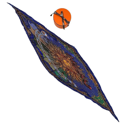 Hermes Pleats Scarf Silk Astres Et Soleils Celestial Bodies and Sun Navy