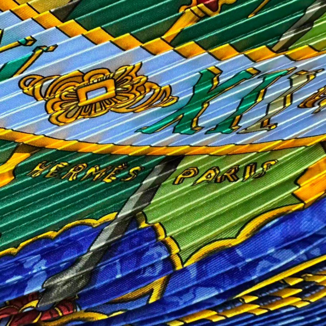 Hermes Pleats Scarf Silk Astres Et Soleils Celestial Bodies and Sun Navy — view 5