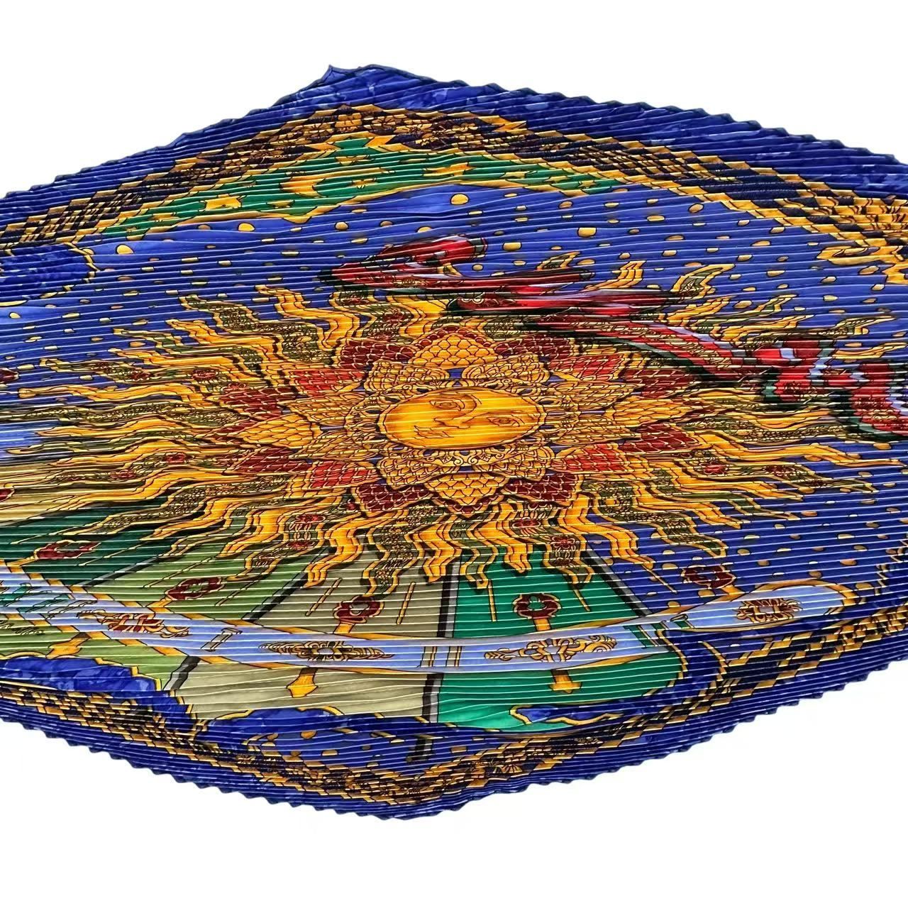 Hermes Pleats Scarf Silk Astres Et Soleils Celestial Bodies and Sun Navy — view 4