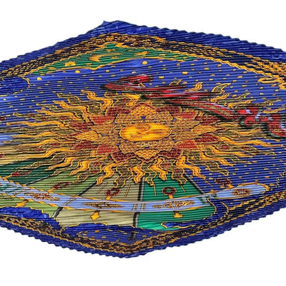 Hermes Pleats Scarf Silk Astres Et Soleils Celestial Bodies and Sun Navy — view 4