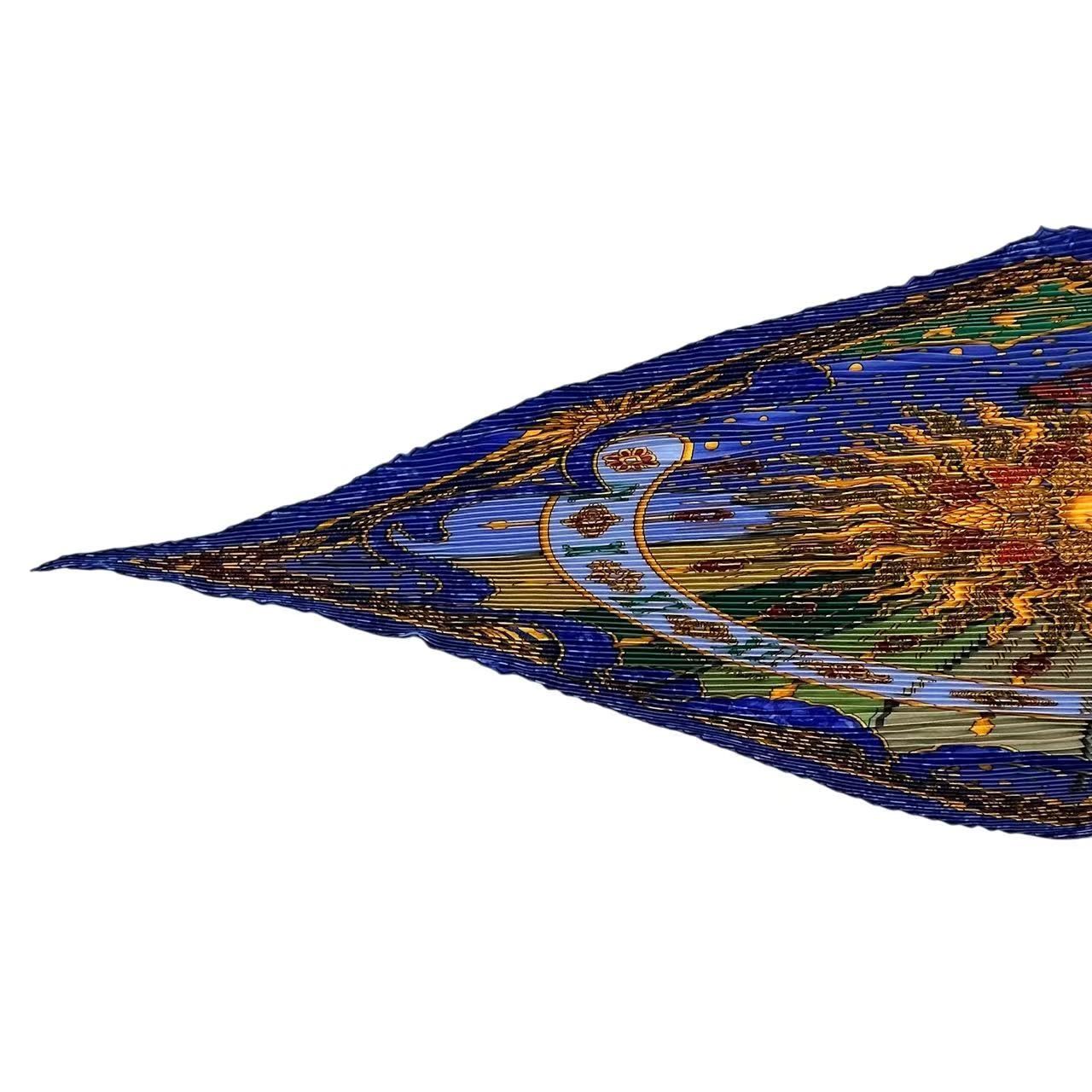 Hermes Pleats Scarf Silk Astres Et Soleils Celestial Bodies and Sun Navy — view 2