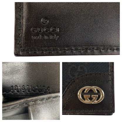 Gucci Interlocking Black Silver GG Canvas Compact Wallet — view 3
