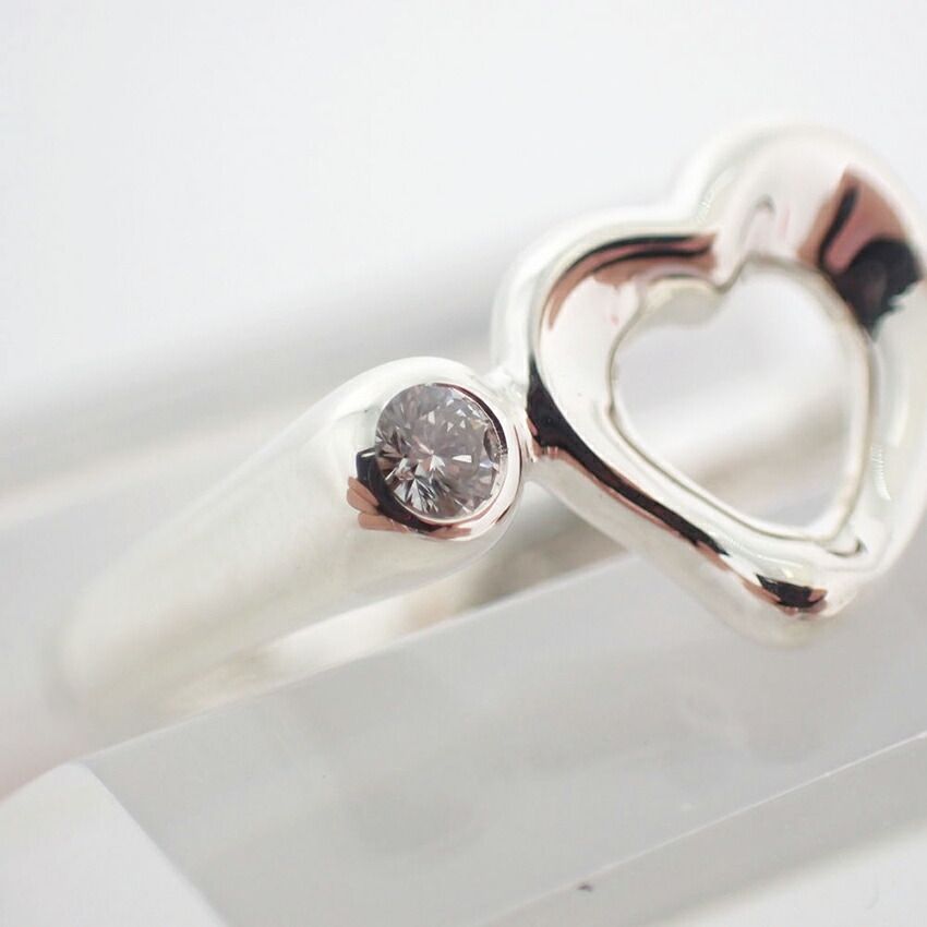 Tiffany & Co 925 Diamond Open Heart Ring — view 5