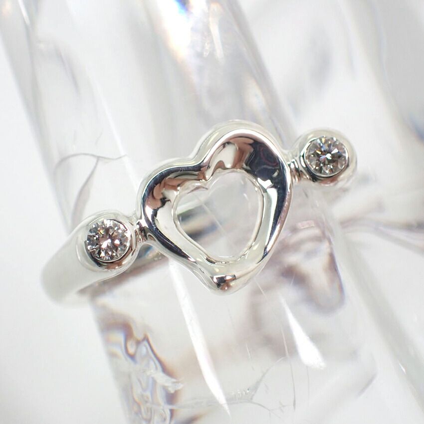 Tiffany & Co 925 Diamond Open Heart Ring — view 4