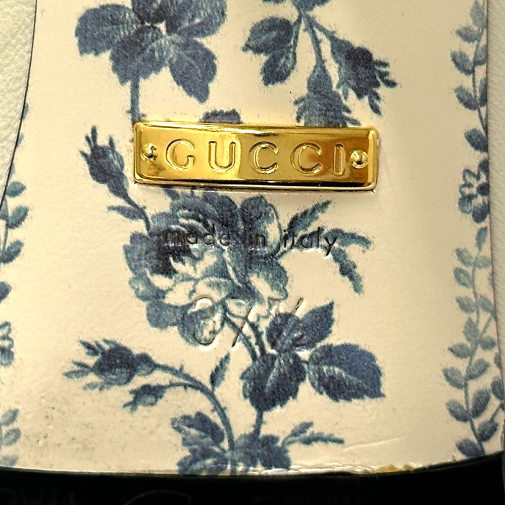 Gucci Mules Sherry Leather Bow Ivory Black 37 2 1 Heels Ribbon Bicolor — view 8