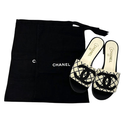 Chanel Sandals CC Logo Beads White Black 38 Summer — view 9