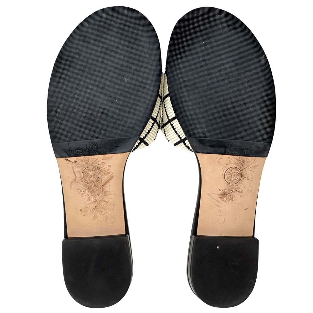 Chanel Sandals CC Logo Beads White Black 38 Summer — view 6