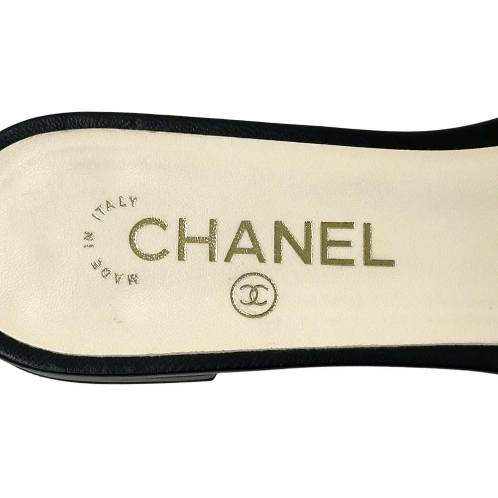 Chanel Sandals CC Logo Beads White Black 38 Summer — view 8