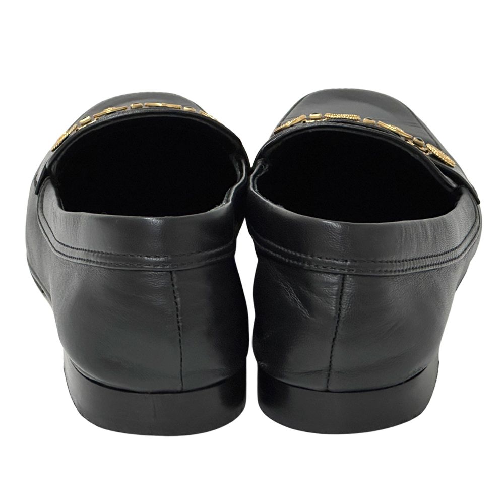 Chanel Leather Shoes Loafers Icon Black Gold — view 4