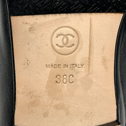 Chanel Leather Shoes Loafers Icon Black Gold — view 7