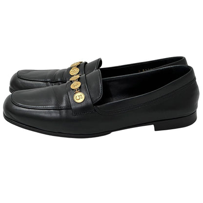 Chanel Leather Shoes Loafers Icon Black Gold — view 3