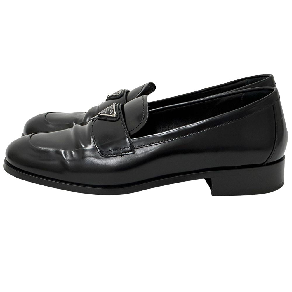 Prada Leather Shoes Triangle Logo Loafers Black 39 Simple — view 2