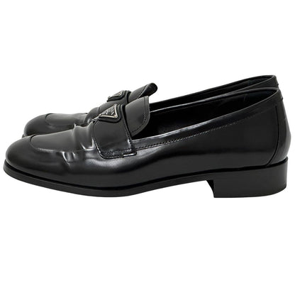 Prada Leather Shoes Triangle Logo Loafers Black 39 Simple — view 2