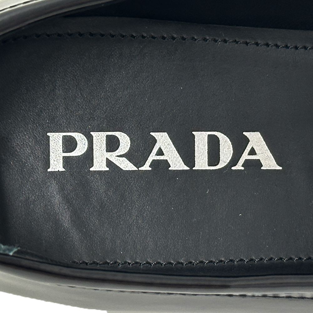 Prada Leather Shoes Triangle Logo Loafers Black 39 Simple — view 8