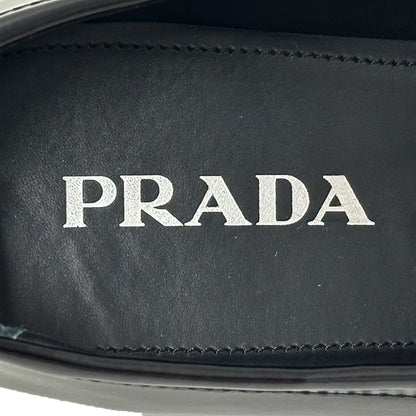 Prada Leather Shoes Triangle Logo Loafers Black 39 Simple — view 8