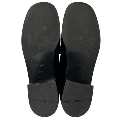 Prada Leather Shoes Triangle Logo Loafers Black 39 Simple — view 6