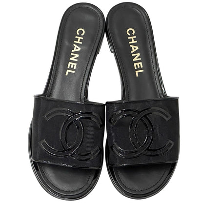 Chanel Sandals CC Logo Mesh Black 39 Summer Simple — view 6