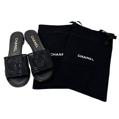 Chanel Sandals CC Logo Mesh Black 39 Summer Simple — view 8