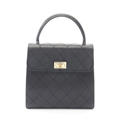 Chanel Handbag 2.55 Quilted Top Handle Black Calf Bag
