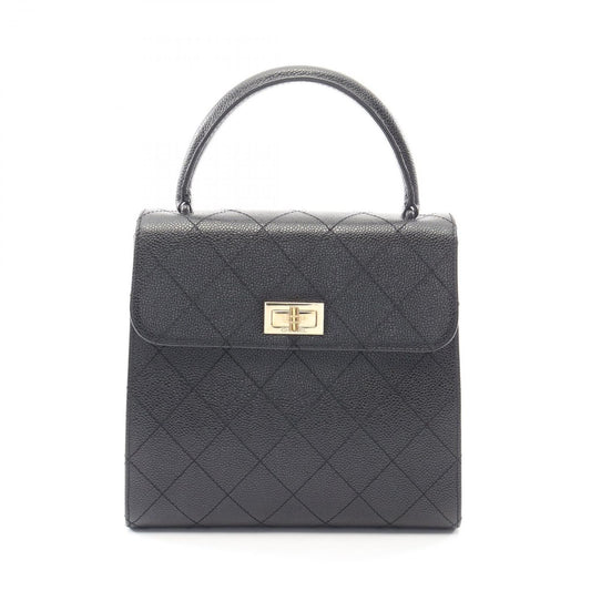 Chanel Handbag 2.55 Quilted Top Handle Black Calf Bag