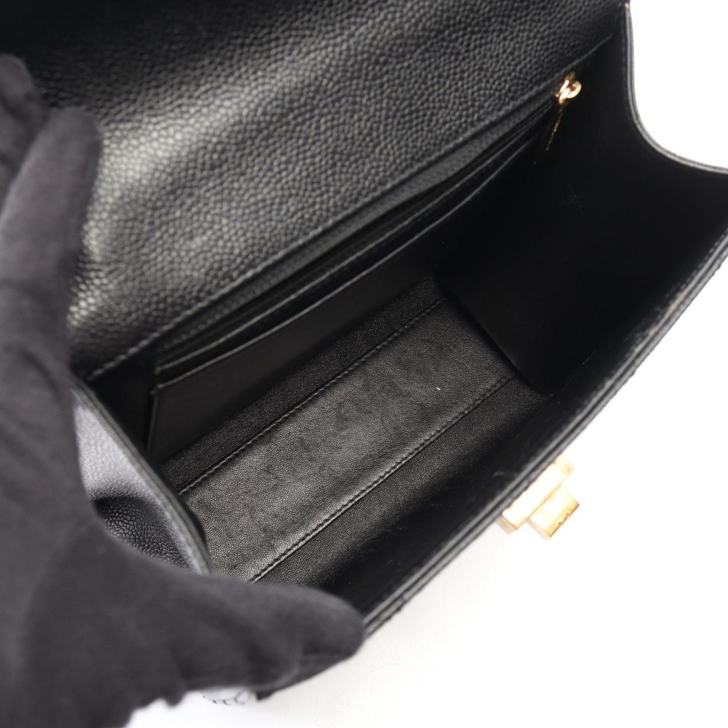 Chanel Handbag 2.55 Quilted Top Handle Black Calf Bag — view 3
