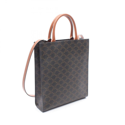Celine Tote Small Vertical Cover Triomphe 2-Way Black Brown Canvas Leather — view 2